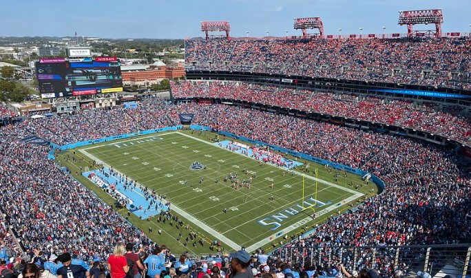 View of the playing field at Nissan Stadium, home of the Tennessee Titans