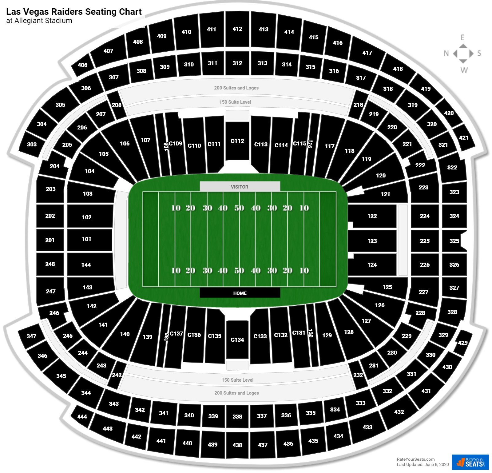 NFL Stadium Seating Charts, Stadiums of Pro Football